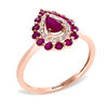 Thumbnail Image 2 of EFFY™ Collection Ruby and 1/15 CT. T.W. Diamond Teardrop Frame Ring in 14K Rose Gold