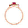Thumbnail Image 2 of EFFY™ Collection Ruby and 1/15 CT. T.W. Diamond Teardrop Frame Ring in 14K Rose Gold