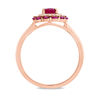 Thumbnail Image 3 of EFFY™ Collection Ruby and 1/15 CT. T.W. Diamond Teardrop Frame Ring in 14K Rose Gold