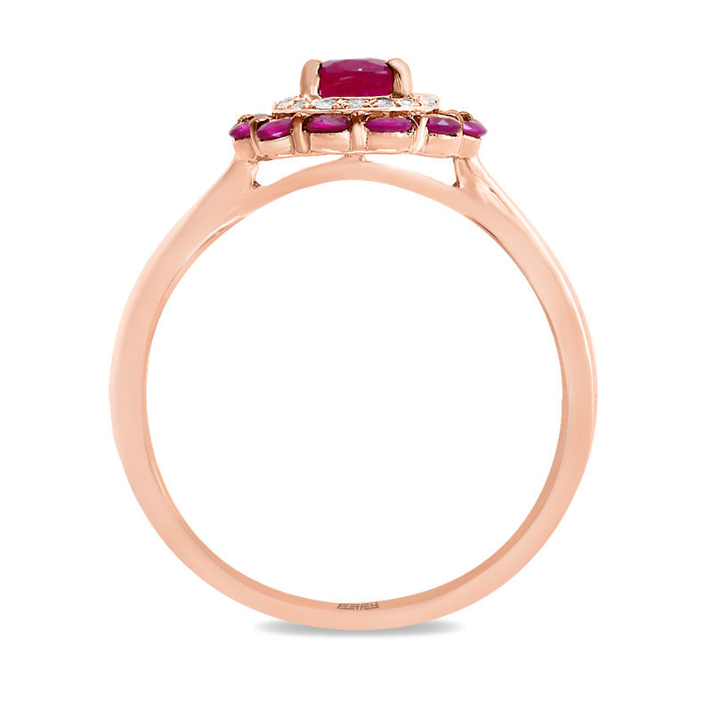 EFFY™ Collection Ruby and 1/15 CT. T.W. Diamond Teardrop Frame Ring in 14K Rose Gold