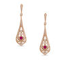 Thumbnail Image 1 of EFFY™ Collection 3.0mm Ruby and 3/8 CT. T.W. Diamond Vintage-Style Pendulum Drop Earrings in 14K Rose Gold
