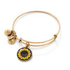 Thumbnail Image 1 of Alex and Ani Multi-Color Epoxy Sunflower Charm Bangle in Gold-Tone Brass
