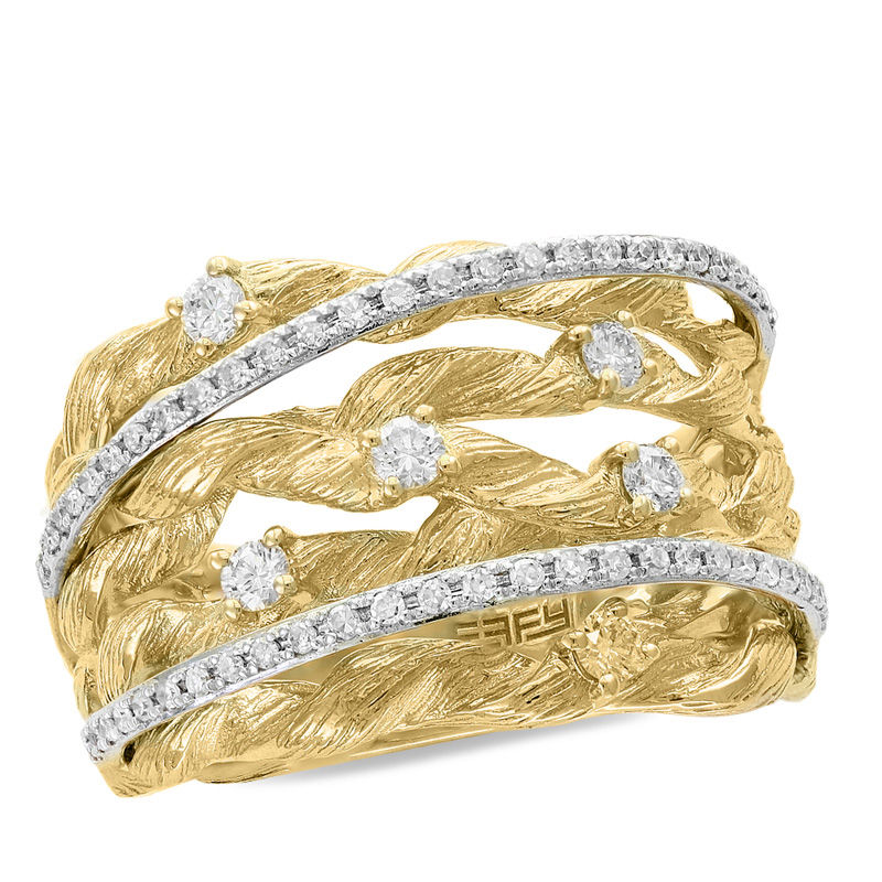 EFFY™ Collection 3/8 CT. T.W. Diamond Multi-Row Orbit Rope Ring in 14K Gold