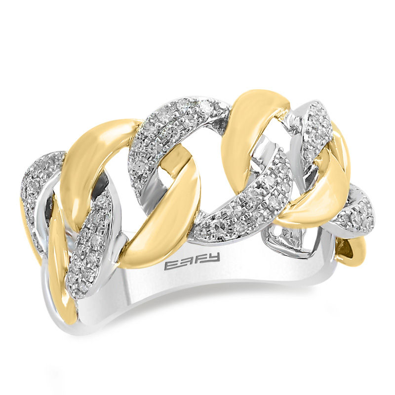 Main Image 1 of EFFY™ Collection 1/3 CT. T.W. Diamond Chain Link Ring in 14K Two-Tone Gold