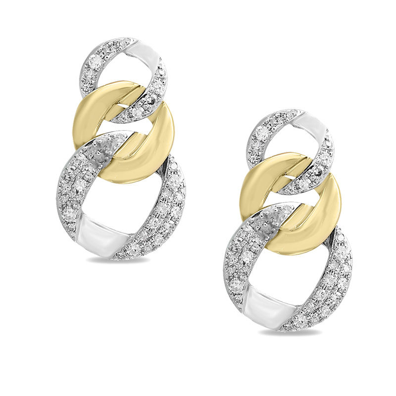 EFFY™ Collection 1/3 CT. T.W. Diamond Graduating Link Drop Earrings in 14K Two-Tone Gold