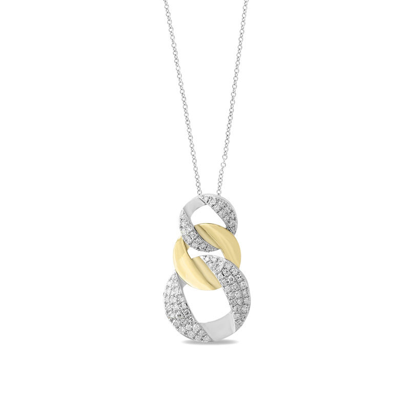 EFFY™ Collection 1/4 CT. T.W. Diamond Graduating Link Pendant in 14K Two-Tone Gold