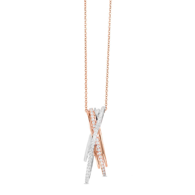 EFFY™ Collection 1/3 CT. T.W. Diamond Criss-Cross Pendant in 14K Two-Tone Gold