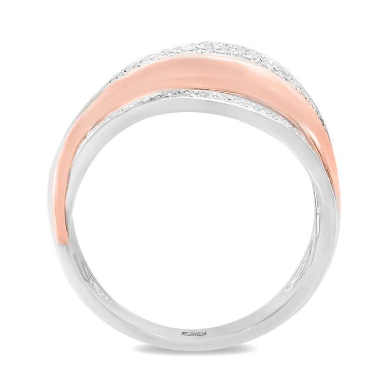 Main Image 3 of EFFY™ Collection 3/8 CT. T.W. Diamond Criss-Cross Ribbons Ring in 14K Two-Tone Gold