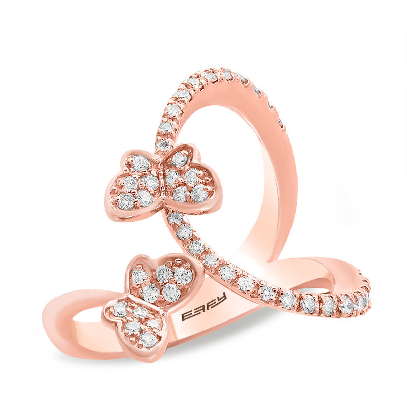 Main Image 1 of EFFY™ Collection 3/8 CT. T.W. Diamond Butterfly Open Shank Ring in 14K Rose Gold