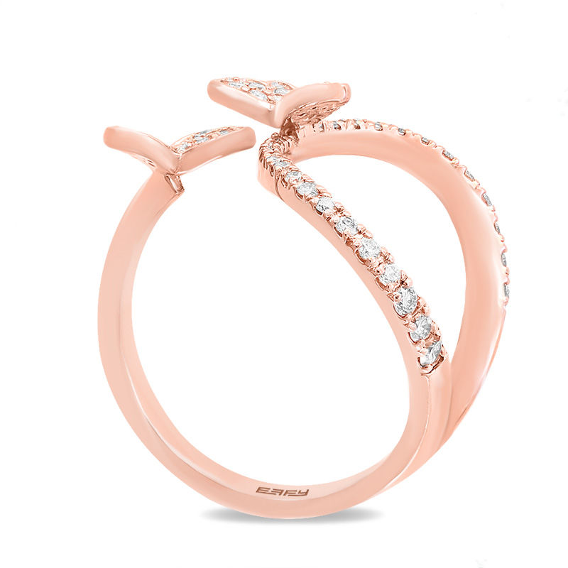 EFFY™ Collection 3/8 CT. T.W. Diamond Butterfly Open Shank Ring in 14K Rose Gold