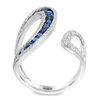 Thumbnail Image 2 of EFFY™ Collection Blue Sapphire and 3/8 CT. T.W. Diamond Open Shank Wrap Ring in 14K White Gold