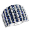 Thumbnail Image 1 of EFFY™ Collection Princess-Cut Blue Sapphire and 1/2 CT. T.W. Diamond Ring in 14K White Gold
