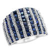 Thumbnail Image 2 of EFFY™ Collection Princess-Cut Blue Sapphire and 1/2 CT. T.W. Diamond Ring in 14K White Gold