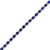 Thumbnail Image 0 of EFFY™ Collection Oval Blue Sapphire and 1/4 CT. T.W. Diamond Tennis Bracelet in 14K White Gold