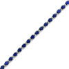 Thumbnail Image 1 of EFFY™ Collection Oval Blue Sapphire and 1/4 CT. T.W. Diamond Tennis Bracelet in 14K White Gold
