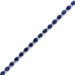EFFY™ Collection Oval Blue Sapphire and 1/4 CT. T.W. Diamond Tennis Bracelet in 14K White Gold