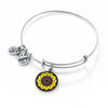Thumbnail Image 1 of Alex and Ani Multi-Color Epoxy Sunflower Charm Bangle in Silver-Tone Brass