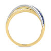 Thumbnail Image 2 of EFFY™ Collection Baguette Blue Sapphire and 1/15 CT. T.W. Diamond Crossover Ring in 14K Two-Tone Gold