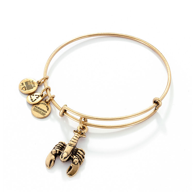 Alex and Ani Lobster Charm Bangle in Gold-Tone Brass