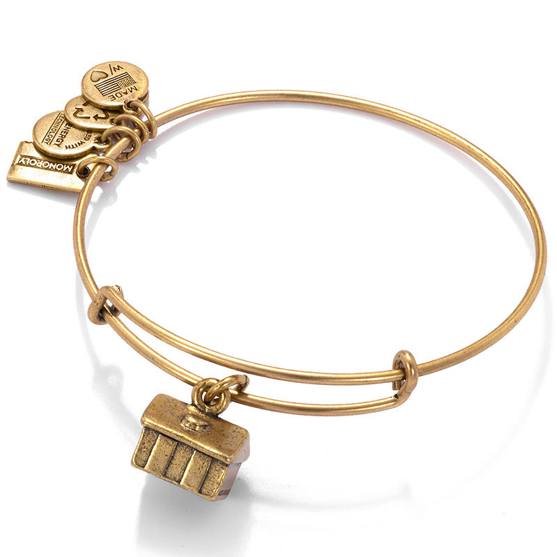 Main Image 1 of Alex and Ani Monopoly House Charm Bangle in Gold-Tone Brass