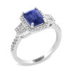 Thumbnail Image 2 of EFFY™ Collection Emerald-Cut Blue Sapphire and 1/3 CT. T.W. Diamond Frame Ring in 14K White Gold