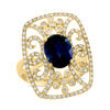 Thumbnail Image 0 of EFFY™ Collection Oval Blue Sapphire and 1/2 CT. T.W. Diamond Filigree Vintage-Style Frame Ring in 14K Gold
