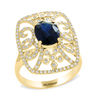 Thumbnail Image 1 of EFFY™ Collection Oval Blue Sapphire and 1/2 CT. T.W. Diamond Filigree Vintage-Style Frame Ring in 14K Gold