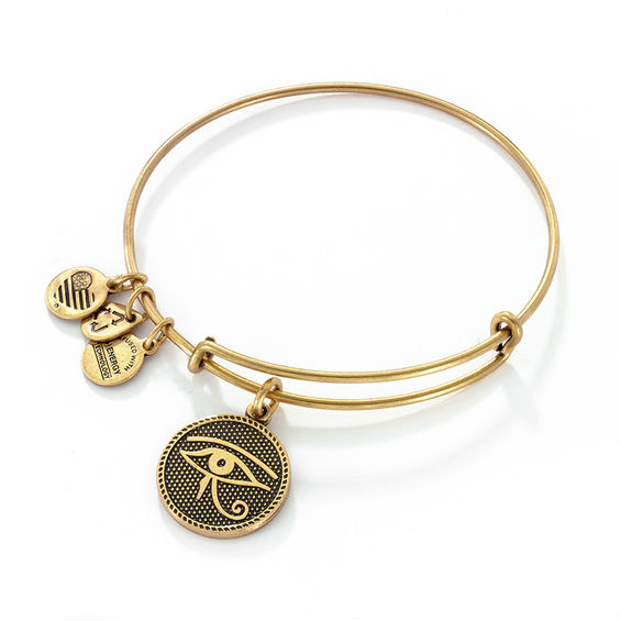 Alex and Ani Eye of Horus Charm Bangle in Gold Tone Brass Zales Outlet