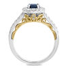 EFFY™ Collection Oval Blue Sapphire and 1/2 CT. T.W. Diamond Frame Vintage-Style Ring in 14K Two-Tone Gold