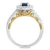 Thumbnail Image 3 of EFFY™ Collection Oval Blue Sapphire and 1/2 CT. T.W. Diamond Frame Vintage-Style Ring in 14K Two-Tone Gold