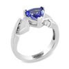Thumbnail Image 1 of EFFY™ Collection Trillion-Cut Tanzanite and 1/5 CT. T.W. Diamond Zig-Zag Ring in 14K White Gold