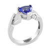 Thumbnail Image 2 of EFFY™ Collection Trillion-Cut Tanzanite and 1/5 CT. T.W. Diamond Zig-Zag Ring in 14K White Gold