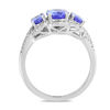 Thumbnail Image 2 of EFFY™ Collection Oval Tanzanite and 1/4 CT. T.W. Diamond Frame Three Stone Ring in 14K White Gold