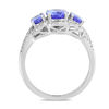 Thumbnail Image 3 of EFFY™ Collection Oval Tanzanite and 1/4 CT. T.W. Diamond Frame Three Stone Ring in 14K White Gold