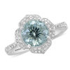 Thumbnail Image 0 of EFFY™ Collection 8.0mm Aquamarine and 1/5 CT. T.W. Diamond Floral Frame Vintage-Style Ring in 14K White Gold