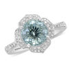 Thumbnail Image 1 of EFFY™ Collection 8.0mm Aquamarine and 1/5 CT. T.W. Diamond Floral Frame Vintage-Style Ring in 14K White Gold