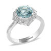 Thumbnail Image 1 of EFFY™ Collection 8.0mm Aquamarine and 1/5 CT. T.W. Diamond Floral Frame Vintage-Style Ring in 14K White Gold