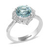 Thumbnail Image 2 of EFFY™ Collection 8.0mm Aquamarine and 1/5 CT. T.W. Diamond Floral Frame Vintage-Style Ring in 14K White Gold