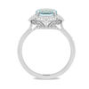 Thumbnail Image 2 of EFFY™ Collection 8.0mm Aquamarine and 1/5 CT. T.W. Diamond Floral Frame Vintage-Style Ring in 14K White Gold