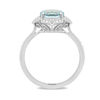 Thumbnail Image 3 of EFFY™ Collection 8.0mm Aquamarine and 1/5 CT. T.W. Diamond Floral Frame Vintage-Style Ring in 14K White Gold