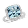 Thumbnail Image 0 of EFFY™ Collection 10.0mm Cushion-Cut Aquamarine and 1/5 CT. T.W. Diamond Double Frame Ring in 14K White Gold