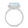 Thumbnail Image 2 of EFFY™ Collection 10.0mm Cushion-Cut Aquamarine and 1/5 CT. T.W. Diamond Double Frame Ring in 14K White Gold