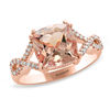 Thumbnail Image 1 of EFFY™ Collection 9.0mm Cushion-Cut Morganite and 1/6 CT. T.W. Diamond Twist Shank Ring in 14K Rose Gold
