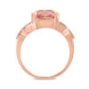 Thumbnail Image 3 of EFFY™ Collection 9.0mm Cushion-Cut Morganite and 1/6 CT. T.W. Diamond Twist Shank Ring in 14K Rose Gold