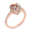 Thumbnail Image 1 of EFFY™ Collection Pear-Shaped Morganite and 1/5 CT. T.W. Diamond Frame Ring in 14K Rose Gold