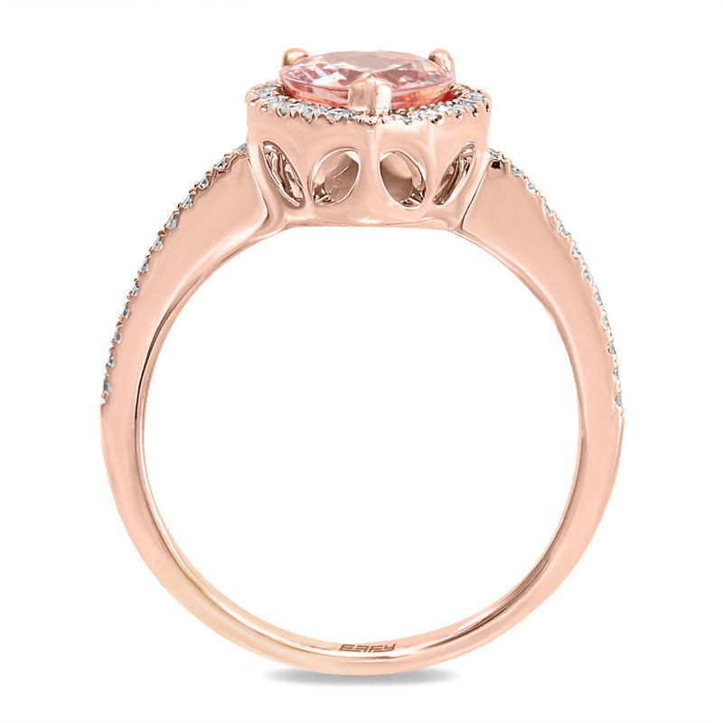 EFFY™ Collection Pear-Shaped Morganite and 1/5 CT. T.W. Diamond Frame Ring in 14K Rose Gold