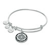 Thumbnail Image 1 of Alex and Ani Green Epoxy Compass Charm Bangle in Brass with Silver Electroplate