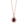Thumbnail Image 0 of EFFY™ Collection Pear-Shaped Rhodolite Garnet and 1/8 CT. T.W. Diamond Vintage-Style Teardrop Frame Pendant in 14K Rose Gold