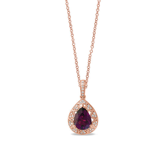 Effy Collection Pear Shaped Rhodolite And 1 8 Ct T W Diamond T W Diamond Vintage