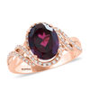 Thumbnail Image 1 of EFFY™ Collection Oval Rhodolite Garnet and 1/5 CT. T.W. Diamond Double Swirl Frame Ring in 14K Rose Gold